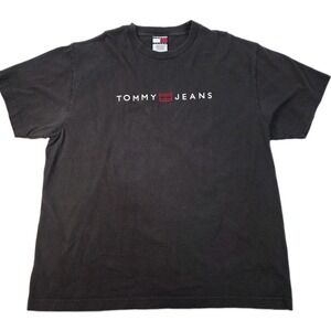 Vintage Tommy Hilfiger Logo T Shirt Black Size Large‎